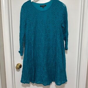 Blue Lace Dress - Plus Size Business Casual Professional for Work